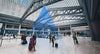 Milesight VS135 High Ceiling people counter in a high transit concourse, in-context